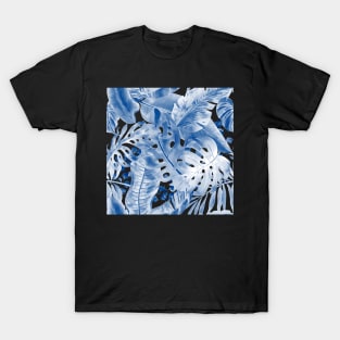 Mediterranean Dusty Blue Tropical Foliage T-Shirt